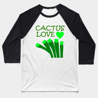 Cactus Green Hearts Love Baseball T-Shirt